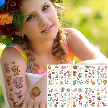 10pcs/daudz bērni tetovējumu uzlīmes, dzīvnieki, multfilmu zirgu tetovējums bērniem bērnu tetovējums lācis, lauva, varavīksnes vienradzis tetovējums komplekti bērniem