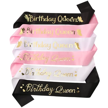 1gb Dzimšanas diena Queen Mirdzēt Satīna Vērtnes Lentes Dzimšanas diena plecu jostu Happy Birthday Party Piederums Apdare Meitene Dāvanas