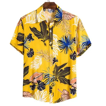 2022 Jauno Vasaras Ierašanās Vīriešu Krekli Vīriešu Havaju Camicias Gadījuma Vienu Pogu Savvaļas Krekli Iespiesti Krekls ar Īsām piedurknēm Blūzes, Topi