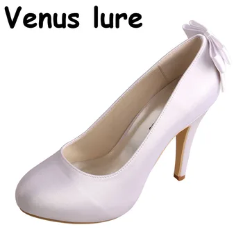 23 Krāsas Dāma Klasikas Stilā Platformu Baltas Kurpes ar Loku Augstiem Papēžiem Izmērs 5