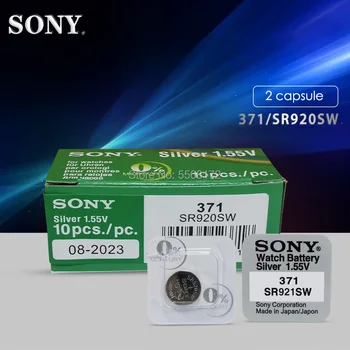 2gab Sony 100% Oriģināls 370 AG6 371 SR920SW 920 1.55 V Skatīties Akumulatora SR920SW 371 Vienu graudu iepakojums ražots JAPĀNĀ