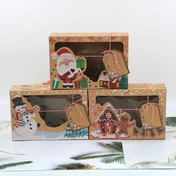 3pcs Saldumi Kraft Paper Box dāvanu Maisu Cepumu Cookie Dāvanu Kastē Konfektes Soma Event & ziemassvētku Kūka Dekorēšanas Cepšanas Piederumi