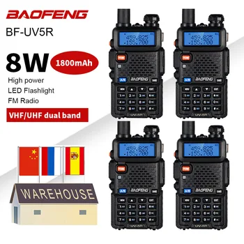 4gab/daudz BaoFeng Walkie Talkie, UV-5R divvirzienu Radio Baofeng Uv5r 128CH 8W VHF UHF 136-174Mhz 400-520Mhz Pieteikuma par 10 Km Medības