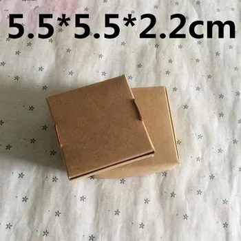 50gab 5.5*5.5*2.2 cm Maziem Kraft papīra kastē brūna kartona kastes, ar rokām darinātas ziepes kārbas kraftpapīra dāvanu kastē iepakojumu rotaslietas kaste
