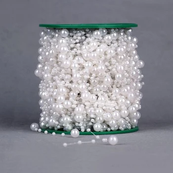 60m/roll Bēša/Balta Zvejas Līniju Mākslīgo Pērļu Krelles Ķēdes Vainags Ziedi, Kāzu Dekorēšana Produktu Piegāde