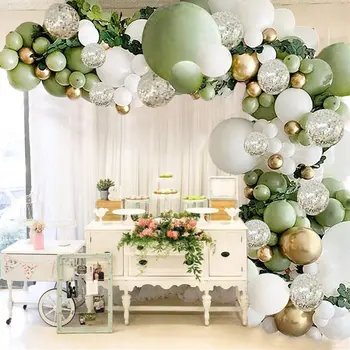 72 olīvu zaļā, zelta, metāla, hromēts lateksa baloni vainags arku komplekts baloniem piemērots kāzu, dzimšanas dienu, bērnu dāvanu decorat