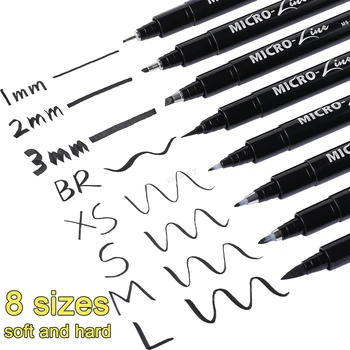 8Pcs Mikronu Līnijas Kaligrāfija Zīmuļi Neelde Zīmēšanas Roku Uzraksts ar Pildspalvu, Ūdensizturīgu Pigmenta Skiču Mākslas Marķieri Pildspalvas Dizains Supplie