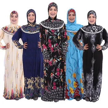 Abaya Khimar Jilbab Islāmu Hijab Kleita Sievietēm Ramadāna Drukāt Djellaba Drēbes Femme Musulmane Niqab Lūgšanu Drēbes Abayas Izlases Krāsa