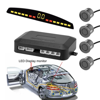 Auto Auto Detektoru Parktronic Universālā Ar 4 Sensori, Atpakaļgaitas Rezerves Radara Uzrauga Sistēmas Auto LED Parkošanās Sensors