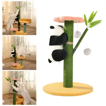 Bamboo Panda Kaķis Scratcher ar Catnip Sizala Virves, Mēbeles Taupīšana, Kaķi Nesaskrāpē Amatu Interaktīvās Rotaļlietas