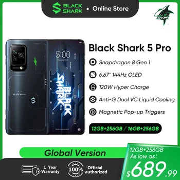 Black Shark 5 Pro 5G Tālrunis Globālo Versiju, Spēļu Viedtālruni Snapdragon 8 Gen 1 6.67