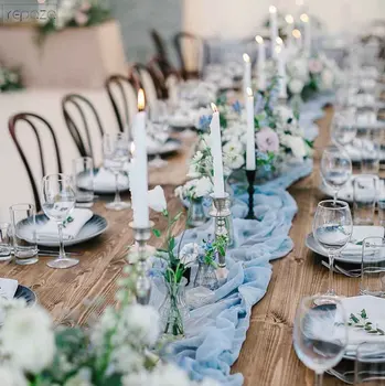 Custom kāzu dekorēšana tukšu kokvilnas galda runner 62 x300cm vakariņas puse galdautu 25x120inch