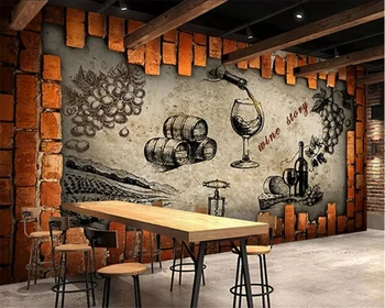 Custom tapetes, 3d sienas foto retro rūpniecības stila vīna uzglabāšanas telpa, vīna pagrabs īpašumu vīna istaba dekoratīvās tapetes kafejnīca
