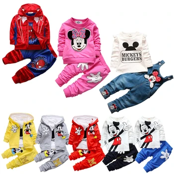 Disney Baby Toddler Zēns Meitene Apģērbu Komplekti Bērniem, Bērnu Apģērbs, Apģērbu Mickey Minnie Zirnekļcilvēka Kostīms 1-4 Gadi