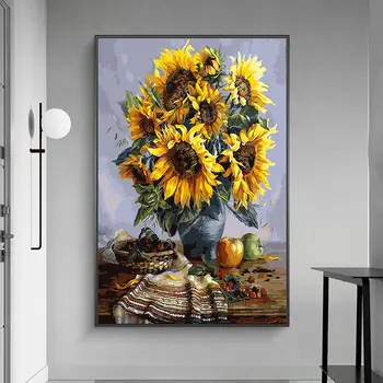 Dzeltenas Saulespuķes Eļļa, Audekls Gleznošanai Mākslas Plakāti Sienas Izdrukas Kā Dāvanu, Mākslas Attēlus Dzīvojamā Istabā, Guļamistabā, Mājas Dekoru Cuadros