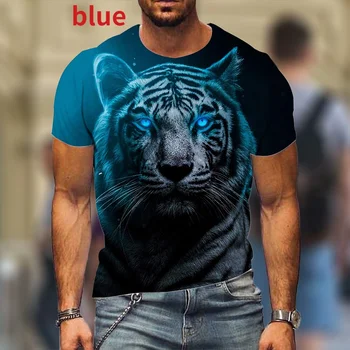 Dzīvnieku Vīriešu T-Krekls Sīva Tiger 3D T-Krekli Vasaras Ikdienas Īsās Piedurknes Karstā Pārdošanas Modes Topi High Street Streetwear