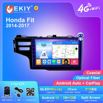 EKIY T7 Honda Fit 2014 2015 2016 2017 Android Auto Radio 1280*720 8G+128G Stereo DVD Navigācija GPS Multivides Video Atskaņotājs