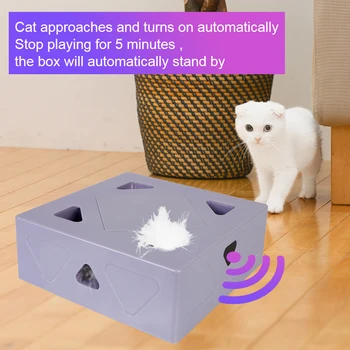 Elektriskā Kaķis Rotaļlietas Automātiskā Kaķu Spalvu Rotaļlietas Sqaure Maģisko kārbu Interaktīvās Selfplay Izmantot Rotaļlietas Kaķis Teasing Kaķis Nūju Spēle