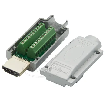 HDMI male connector ar pakaļpuse skrūvējamu savienojumu un metāla korpusā