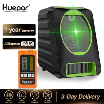 Huepar Self-leveling Vertikālā & Horizontālā Lāzeri Zaļās Gaismas Šķērsot Līniju Lāzera Līmeni 150 Grādu+Huepar Ciparu LCD Lāzera Uztvērējs