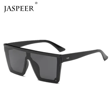 JASPEER Vīriešu Flat Top Saulesbrilles Vīriešiem Zīmola Black Square Toņos UV400 Slīpums Saules Brilles Vīriešiem Atdzist Viens Gabals Dizainers
