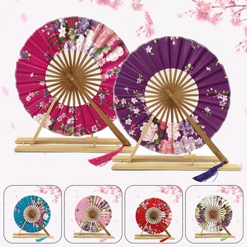 Japāņu Sakura Ziedu Kabatas Locīšanas Roku Ventilatoru Ziedu Iespiests Aplis Bambusa Dans Fani, Dejas, Kāzu Dekori, Dāvanu