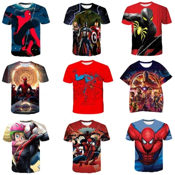 Jauns Brīnums Pontons Vasaras Bērnu Zēnu T-krekls SpiderMans Īsā Modes Gadījuma Zaudēt Karikatūra Druka T Kreklu Bērniem Drēbes Meitenēm Augšu