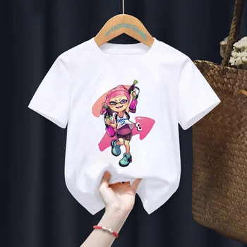 Jaunu Bērnu Splatoon Inkling Dizaina T Krekls Zēniem/Meitenēm Liels Kawaii Īsām Piedurknēm Topi Bērniem ir Smieklīgi Spēli T-Krekls Meitenēm Apģērbi