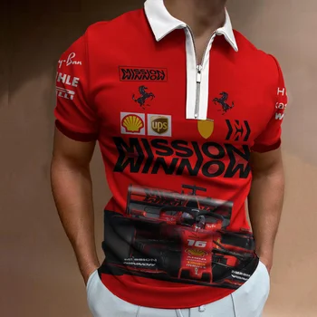 Jaunu Sacīkšu Polo Krekls Līgas F1 Ferrari T-Krekls F1 Racing 3D Drukāšanas Iela Vīriešu Vasaras Modes Lielgabarīta O-veida Kakla T-Krekls Vīriešu