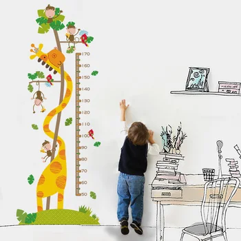 Karikatūra Žirafe Eco-friendly Augstums Pasākums, Sienas Uzlīmes, Bērnudārzs, Bērnu istabas Meitenes Guļamistaba Noņemams Mākslas Uzlīmēm, Sienas Dekori