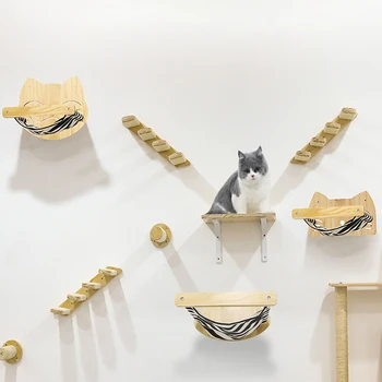 Kaķis var piestiprināt pie Sienas, Mēbeles Komplekts Guļamtīkls Izturīgs Sienas Kaķis Pet Kitten Wall Shelf Set Kaķi Guļ Spēlē, Kāpelēt Mājas Dekoru