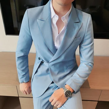 Korejas Burbulis Vīriešu Izdilis Uzvalks Smēķēšanas Homme Mariage Terno Masculino itālijas Vīriešu Uzvalki Dizaineri Ir 2021. Divas Gabals Jaka+elsas