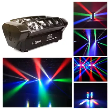 Kustīgās Galvas Skatuves DJ Gaismas LED Spider Gaismas 8X12W RGBW Mobile Disco Dmx512 Rotējošo Lira Staru Bārs Klubs KTV Puses Parādīt