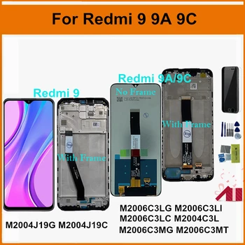LCD Ekrāns Redmi 9 M2004J19G M2004J19C LCD Displejs, Touch Screen Digitizer Montāža Ar Rāmi Redmi 9.A 9.C LCD Displejs