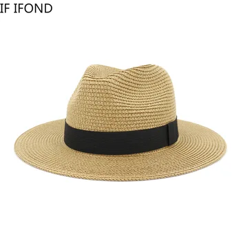 Liela Izmēra 60CM Vasaras Panamas Cepures Sievietēm, Vīriešiem Platām Malām Beach Džeza Cepuri Dzesēšanas Dāmas Saule Salmu Cepure