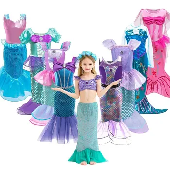 Meitenes mazās Nāriņas Kostīms Bērniem, Dzimšanas dienu Halloween Princese Meitene Kleita Bērnu Vasaras Ariel Puse Drēbes Karnevāla 3-10T