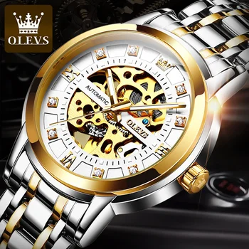 OLEVS Elites Vīriešu Pulksteņi Luksusa Automātisko, Mehāniskās Vīriešu Sporta Rokas pulksteni Modes Biznesa Dobi Dizaina rokas Pulkstenis par Vīrieti
