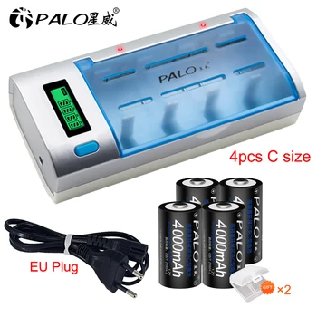 PALO Smart Saprātīga Akumulatora Lādētāju 1.2 V Ni-MH AA AAA C/D/9V Akumulatori ar C Izmēra Lādējamu Akumulatoru