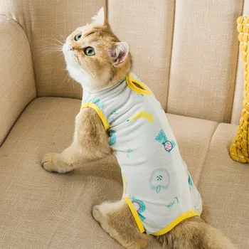 Pet Kaķu Apģērbu Elpojošs Jumpsuits Apģērbu Suns Brūces Anti-ērce Sterilizācija Ķirurģijas Atjaunošanas Anti Laiza Brūces, Uzvalki