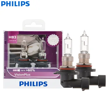 Philips 9005 HB3 VisionPlus 12V 65W P22d Halogēna Auto Lukturu VP +60% Vairāk Spilgtu Gaismu, Auto Lampas Oriģinālo Spuldžu 9005VPS2, 2X