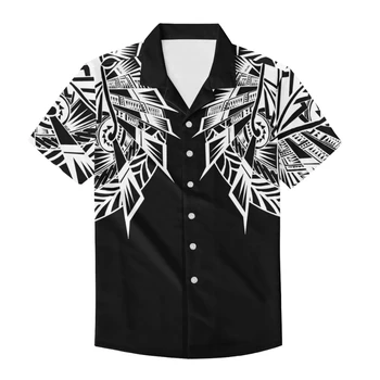 Plus Lieluma Vīriešu Polinēzijas Hawaii Zaudēt Ikdienas Īsās Piedurknes Pogu Pludmales Krekls 2022 Jaunas