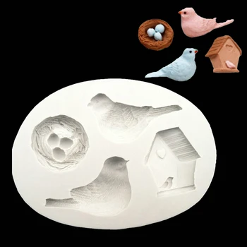 Putnu Un Ligzdas Silikona Sugarcraft Veidne Iestatīta, Karameli, Pomādi Kūka Dekorēšanas Instrumentiem
