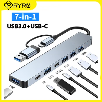 RYRA USB Centrmezglam, kas ar Vairākām Ostām, Augsta Ātruma USB Sadalītājs C Expander Daudzfunkcionāls Adapteris DATORU, Klēpjdatoru, Viedtālruņu IPad