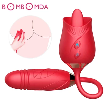 Rožu Mēles Laiza Vibratori 10 Ātrumu Vibrācijas Clit Dzelksnis Blowjob Klitora Stimulācija Sieviešu Masturbācija Seksa Rotaļlietas Sievietēm