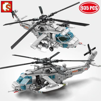SEMBO SWAT Policijas Tehnisko Bruņoto Helikopteru Celtniecības Bloki Modelis Militāro CILMES Komplekts WW2 Gaisa kuģa Ķieģeļi DIY Rotaļlietas Pieaugušiem Zēniem