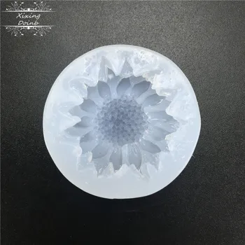 Saulespuķu formas DIY daļēji caurspīdīga silikona veidnes kūka apdare rīku, ziedu, rokdarbu pelējuma dekoratīvās sveķu pelējuma