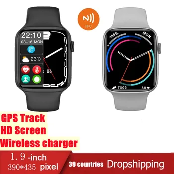 Series 7 Smart skatīties 1.9 Collu GPS Tracker NFC 45mm Smartwatch HD Ekrāna EKG Sirds ritma Monitors Sportā Vīriešiem Zvanu PK W27 PRO W37