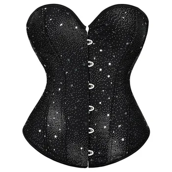 Sexy Bustiers, Korsetes Zvaigžņu Mēness Drukāt Gothic Apakšveļa Plus Lieluma Burleska Tērpu Modes Vintage Stila Korsete Overbust Corselet