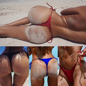 Sexy Sievietes Peldēšana bikses Brazīlijas Bezkaunīgs Bikini Bottom Pusē Tie Sandales peldkostīms Peldkostīmu Pārsējs Tie Pusē Beachwear bikses