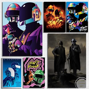 Sienas Mākslas Daft Punk Plakātu un Izdrukāt Attēlu Alternatīvo Abstraktās Mākslas Audekls Gleznošanai Mūzikas Istaba Cuadros Mājas Apdare